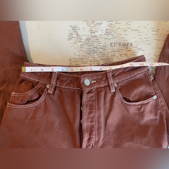 Free People -Rollas Classic Straight High Rise Regular Fit Size 26 Rust - Picture 10 of 12